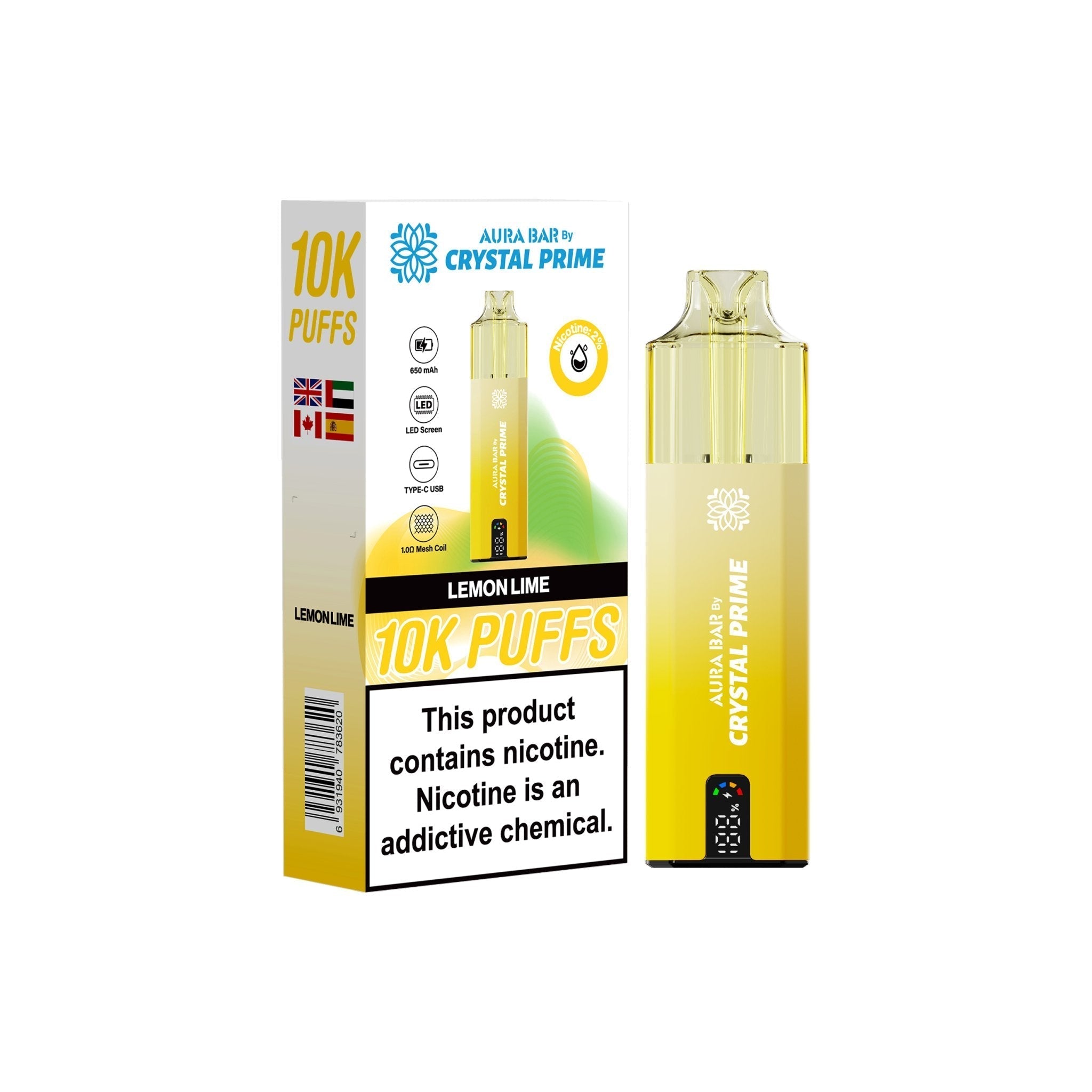 Crystal Prime Aura Bar 10000 Pre-Filled Vape Kit- Box of Any 5 Flavours Vape Wholesale Crystal Prime Aura Bar 10000 Pre-Filled Vape Kit- Box of Any 5 Flavours Vape Wholesale